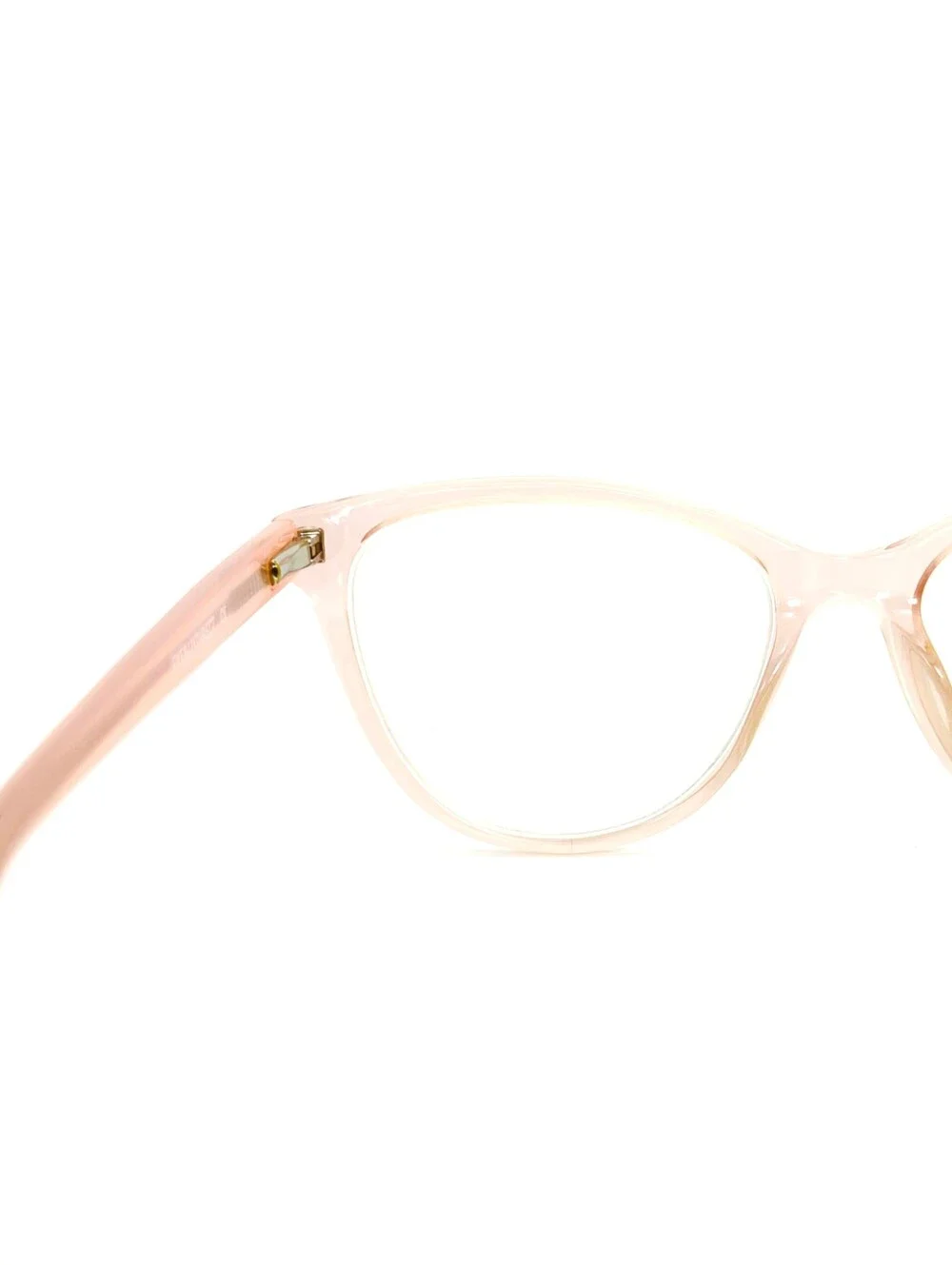 Sing. Subtle Pink Transparent Front Matte Temple Cat-Eye Frame.